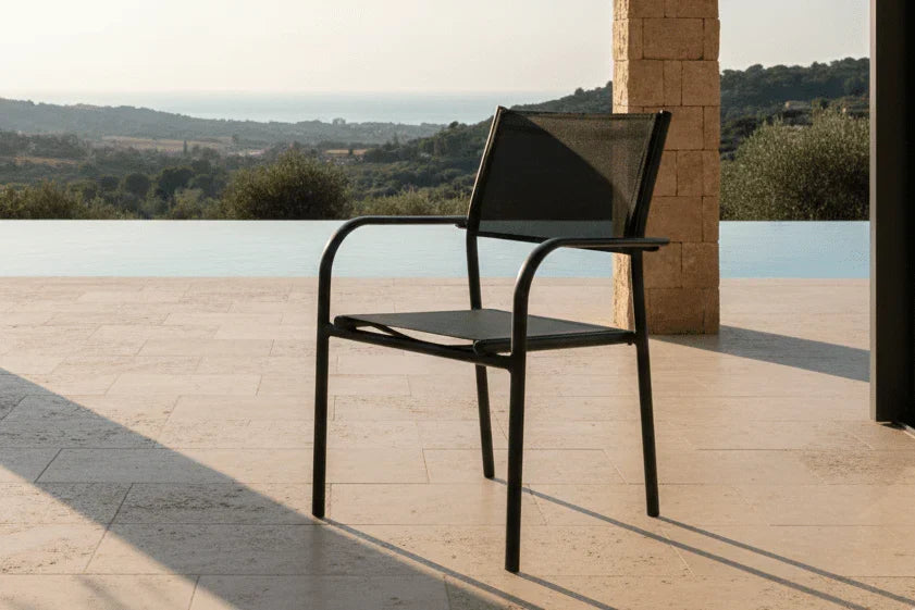 2er Set Gartenstuhl Ira - elegante schwarze Optik aus Aluminium