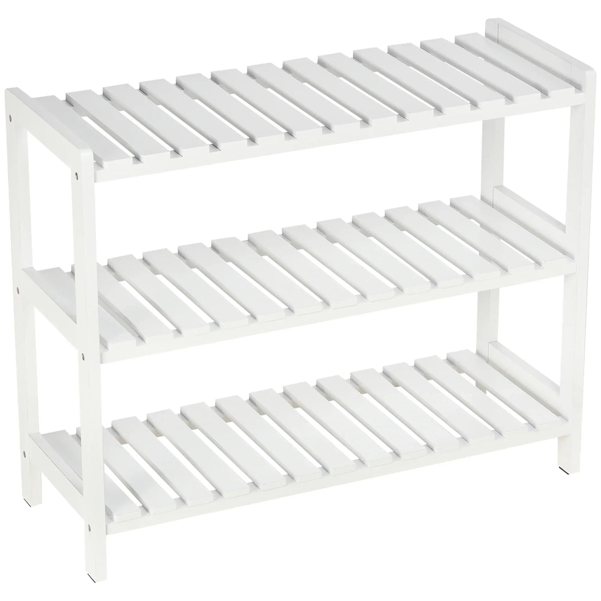 HOMCOM Holz Schuhregal 3-stufig für bis zu 9 Paar Schuhe im Eingangsbereich 70x26x57.5 cm Weiß