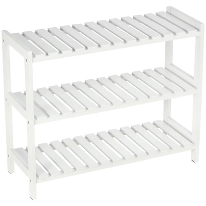 HOMCOM Holz Schuhregal 3-stufig für bis zu 9 Paar Schuhe im Eingangsbereich 70x26x57.5 cm Weiß